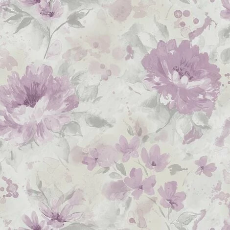 Floral Lilac Grey Wallpaper Water Colour Effect Paste The Wall Holden Decor Floral Lilac Grey Wallpaper Water Colour Effect Paste The Wall Holden Decor -HOLDEN DECOR Shop 10657827 2