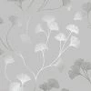 Floral Wallpaper Flowers Grey Silver Metallic Shimmer Holden Decor Ginkgo -HOLDEN DECOR Shop 11317887 1