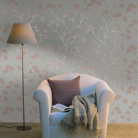 Floral Wallpaper Flowers Grey Rose Gold Metallic Shimmer Holden Decor Ginkgo Floral Wallpaper Flowers Grey Rose Gold Metallic Shimmer Holden Decor Ginkgo -HOLDEN DECOR Shop 11317898 3