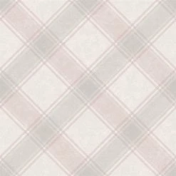 Check Tartan Wallpaper Checked Plaid Chequered Pink Grey Holden Decor Aidan