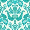 Velvet Flock Damask Wallpaper Turquoise Cream Metallic Paste Wall Holden Decor