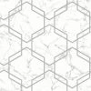 Hexagon Geometric Marble Wallpaper Grey Metallic Silver Washable Holden Decor