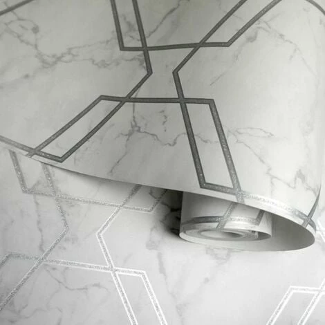 Hexagon Geometric Marble Wallpaper Grey Metallic Silver Washable Holden Decor Hexagon Geometric Marble Wallpaper Grey Metallic Silver Washable Holden Decor -HOLDEN DECOR Shop 11942579 3