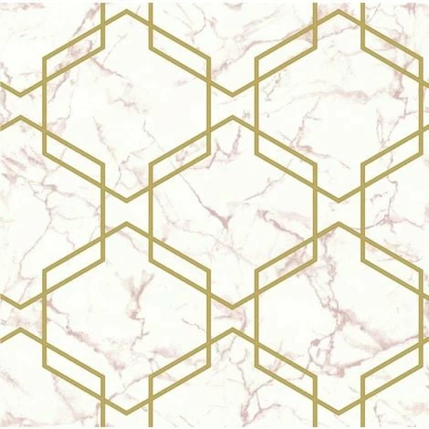 Hexagon Geometric Marble Wallpaper Pink Metallic Gold Silver Holden Decor Hexagon Geometric Marble Wallpaper Pink Metallic Gold Silver Holden Decor -HOLDEN DECOR Shop 11942585 1