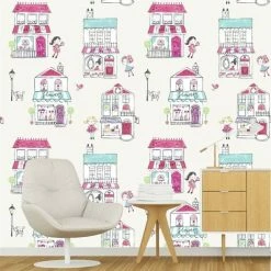 HOLDEN DECOR Girls Cream Pink Floral Animal Shop Front Wallpaper Children's Holden Boutique -HOLDEN DECOR Shop 13251739 2