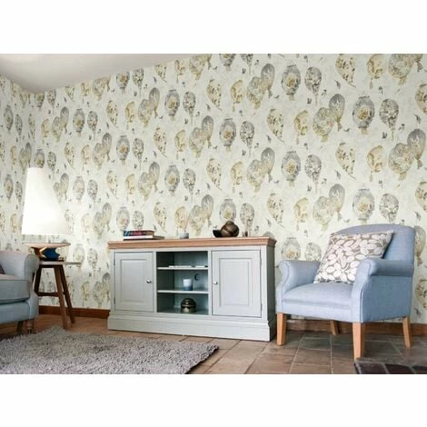HOLDEN DECOR Oriental Lantern Birds Clouds Wallpaper Beige Grey Paste The Wall Holden Kyoto HOLDEN DECOR Oriental Lantern Birds Clouds Wallpaper Beige Grey Paste The Wall Holden Kyoto -HOLDEN DECOR Shop 14000566 2