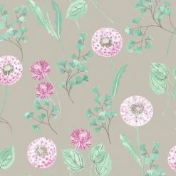 HOLDEN DECOR Dandelions Floral Wallpaper Silver Fuchsia Metallic Paste Wall Holden Cassara
