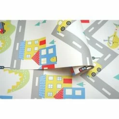 Children's Dino Road Wallpaper White Nursery Kids Cars Dinosaurs Holden Decor -HOLDEN DECOR Shop 14750452 3