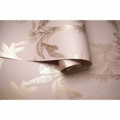 Palm Tree Wallpaper Blush Pink Rose Gold Metallic Tropical Shimmer Holden Decor -HOLDEN DECOR Shop 14822115 3
