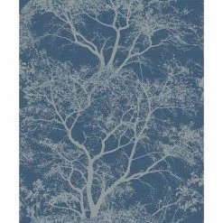 Holden Decor Whispering Trees Dark Blue Wallpaper 65402 - Textured Glitter