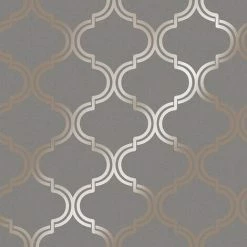 HOLDEN DECOR Glistening Geo Trellis Wallpaper Grey/Rose Gold Holden 12752
