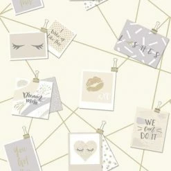 Holden Decor Dream Lashes Beige Gold Wallpaper 12772 - Girls Typography Notes