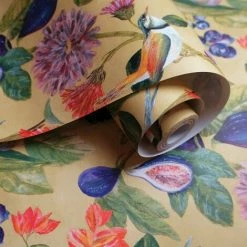 HOLDEN DECOR Aruba Ochre Wallpaper Floral Birds Fruit Flowers Matt Smooth Finish Non-Woven -HOLDEN DECOR Shop 27803106 4
