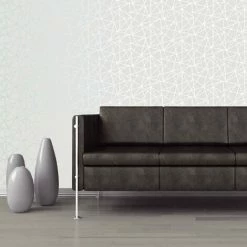 HOLDEN DECOR Holden Statement Grey Geometric Metallic Silver Modern Embossed Vinyl Wallpaper -HOLDEN DECOR Shop 28172170 2