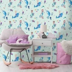 HOLDEN DECOR Narwhals Mermaids Wallpaper Holden Teal Ocean Sea Life Fish Girls Glitter -HOLDEN DECOR Shop 28720154 3