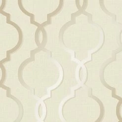 HOLDEN DECOR Laticia Trellis Wallpaper Holden White Gold Cream Glitter Textured Metallic