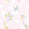HOLDEN DECOR Animal Balloons Wallpaper Holden Kids Pink Giraffe Elephant Animals Clouds -HOLDEN DECOR Shop 28765072 1
