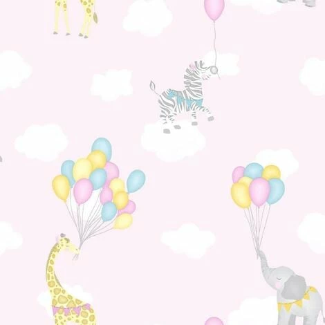 HOLDEN DECOR Animal Balloons Wallpaper Holden Kids Pink Giraffe Elephant Animals Clouds HOLDEN DECOR Animal Balloons Wallpaper Holden Kids Pink Giraffe Elephant Animals Clouds -HOLDEN DECOR Shop 28765072 1