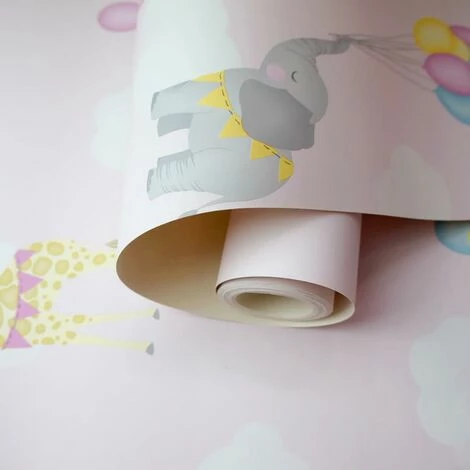 HOLDEN DECOR Animal Balloons Wallpaper Holden Kids Pink Giraffe Elephant Animals Clouds HOLDEN DECOR Animal Balloons Wallpaper Holden Kids Pink Giraffe Elephant Animals Clouds -HOLDEN DECOR Shop 28765072 2
