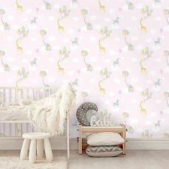 HOLDEN DECOR Animal Balloons Wallpaper Holden Kids Pink Giraffe Elephant Animals Clouds 4 HOLDEN DECOR Animal Balloons Wallpaper Holden Kids Pink Giraffe Elephant Animals Clouds -HOLDEN DECOR Shop 28765072 3