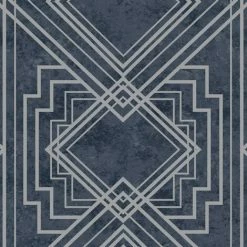HOLDEN DECOR Delano Geometric Wallpaper Holden Metallic Textured Vinyl Navy Silver