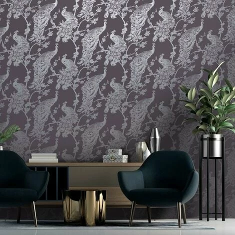 Glistening Peacock Purple Wallpaper Metallic Copper Holden Decor Bird Trees Feather Glistening Peacock Purple Wallpaper Metallic Copper Holden Decor Bird Trees Feather -HOLDEN DECOR Shop 29297100 2