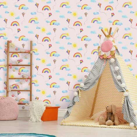 HOLDEN DECOR Rainbows Flying Kites Wallpaper Holden Pink Multi Clouds Sun Kids Nursery HOLDEN DECOR Rainbows Flying Kites Wallpaper Holden Pink Multi Clouds Sun Kids Nursery -HOLDEN DECOR Shop 29362000 3