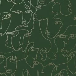 HOLDEN DECOR Abstract Faces Wallpaper Holden Green Gold Trendy Modern Contemporary Metallic