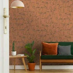 HOLDEN DECOR Abstract Faces Wallpaper Holden Burnt Orange Trendy Modern Contemporary -HOLDEN DECOR Shop 31450712 4