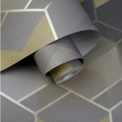 HOLDEN DECOR Asik Geometric Wallpaper Holden Grey Yellow Metallic Modern Contemporary 4 HOLDEN DECOR Asik Geometric Wallpaper Holden Grey Yellow Metallic Modern Contemporary -HOLDEN DECOR Shop 31450715 3