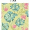 HOLDEN DECOR 3 Rolls Panama Wallpaper Flowers Floral Luxury Paste The Wall Lime Teal Holden