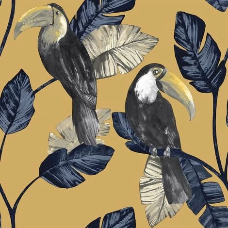 HOLDEN DECOR Toucan Trail Wallpaper Holden Jungle Tropical Birds Ochre Yellow Palm Leaf HOLDEN DECOR Toucan Trail Wallpaper Holden Jungle Tropical Birds Ochre Yellow Palm Leaf -HOLDEN DECOR Shop 31559534 1