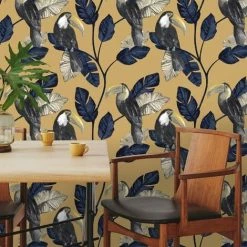 HOLDEN DECOR Toucan Trail Wallpaper Holden Jungle Tropical Birds Ochre Yellow Palm Leaf 4 HOLDEN DECOR Toucan Trail Wallpaper Holden Jungle Tropical Birds Ochre Yellow Palm Leaf -HOLDEN DECOR Shop 31559534 3