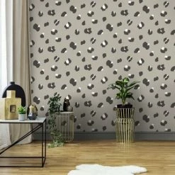 HOLDEN DECOR Taupe Large Leopard Spot Wallpaper Holden Animal Print Black Grey -HOLDEN DECOR Shop 32634818 3