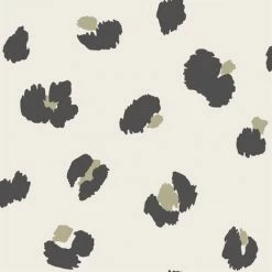 HOLDEN DECOR Cream Large Leopard Spot Wallpaper Holden Animal Print Black Gold Metallic