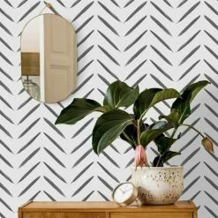 Abstract Chevron Brush Marks Black Paint Wallpaper Holden Decor -HOLDEN DECOR Shop 32716377 3
