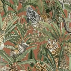 Safari Fusion Jungle Tropical Animal Orange Holden Decor Wallpaper