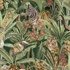 Safari Fusion Jungle Tropical Animal Green Holden Decor Wallpaper