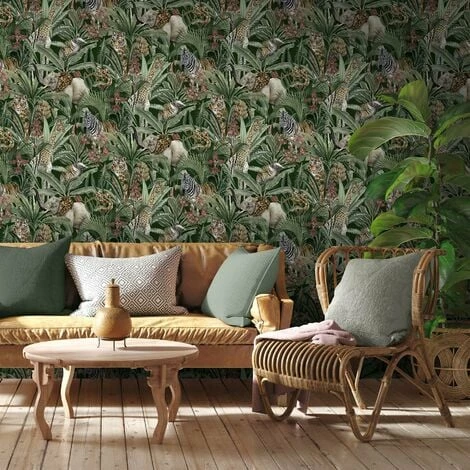 Safari Fusion Jungle Tropical Animal Green Holden Decor Wallpaper Safari Fusion Jungle Tropical Animal Green Holden Decor Wallpaper -HOLDEN DECOR Shop 32990661 3