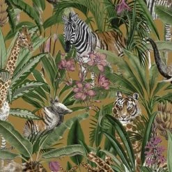 Safari Fusion Jungle Tropical Animal Ochre Holden Decor Wallpaper