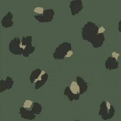 HOLDEN DECOR Green Large Leopard Spot Wallpaper Holden Animal Print Black Gold Metallic