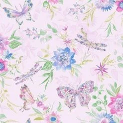 Holden Decor - Watercolour Butterflies Floral Wallpaper - Pink / Multi - 90102