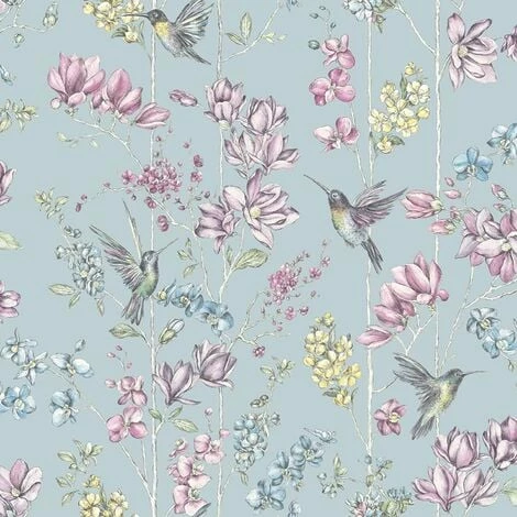 Holden Decor Charm Humming Birds Wallpaper - Duck Egg / Pink - 12391 Holden Decor Charm Humming Birds Wallpaper - Duck Egg / Pink - 12391 -HOLDEN DECOR Shop 33961360 1