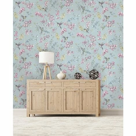 Holden Decor Charm Humming Birds Wallpaper - Duck Egg / Pink - 12391 Holden Decor Charm Humming Birds Wallpaper - Duck Egg / Pink - 12391 -HOLDEN DECOR Shop 33961360 2