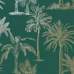 Holden Decor Glistening Tropical Tree Exotic Jungle Palm Wallpaper - Teal 12820
