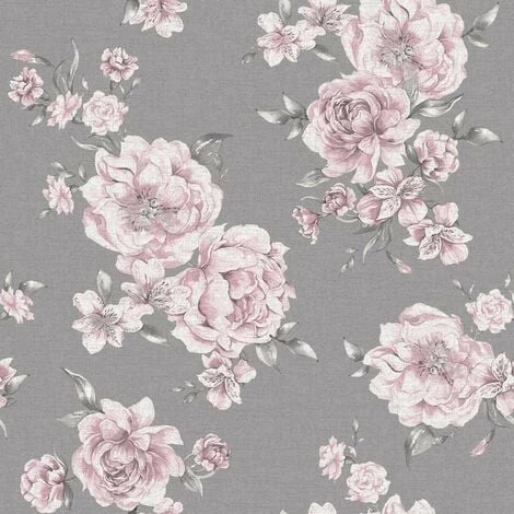 Holden Decor - Peony Floral Leaf Roses Wallpaper - Pink / Dark Grey 12830 Holden Decor - Peony Floral Leaf Roses Wallpaper - Pink / Dark Grey 12830 -HOLDEN DECOR Shop 33961377 1