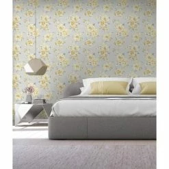 Holden Decor - Peony Floral Leaf Roses Wallpaper - Yellow / Light Grey 12831 -HOLDEN DECOR Shop 33961379 2