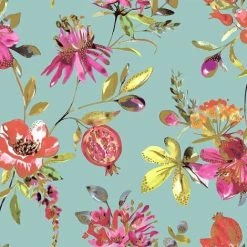 Holden Decor - Melgrano Floral Metallic Luxury Wallpaper - Soft Teal 90520