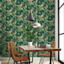 Holden Decor Jungle Animals Tropical Exotic Trees Wallpaper Green 90693 -HOLDEN DECOR Shop 33961426 2