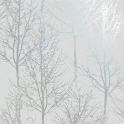 Holden Decor 90760 Rhea Trees Grey Silver Wallpaper, Full Roll